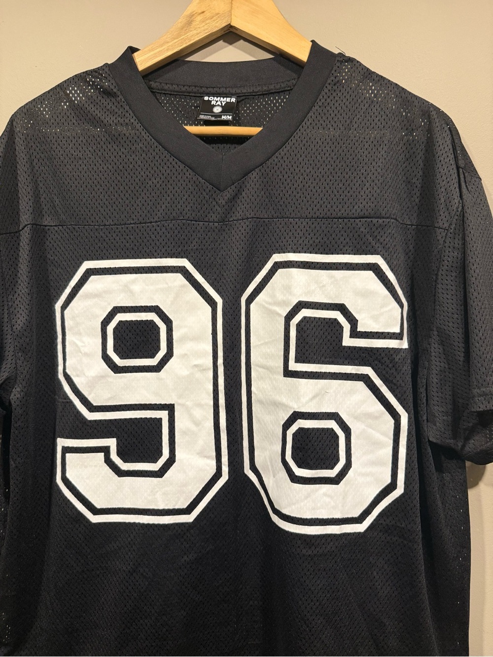1996 Men's Black Athletic mesh Jersey Tee with White 96 Graphic image 3